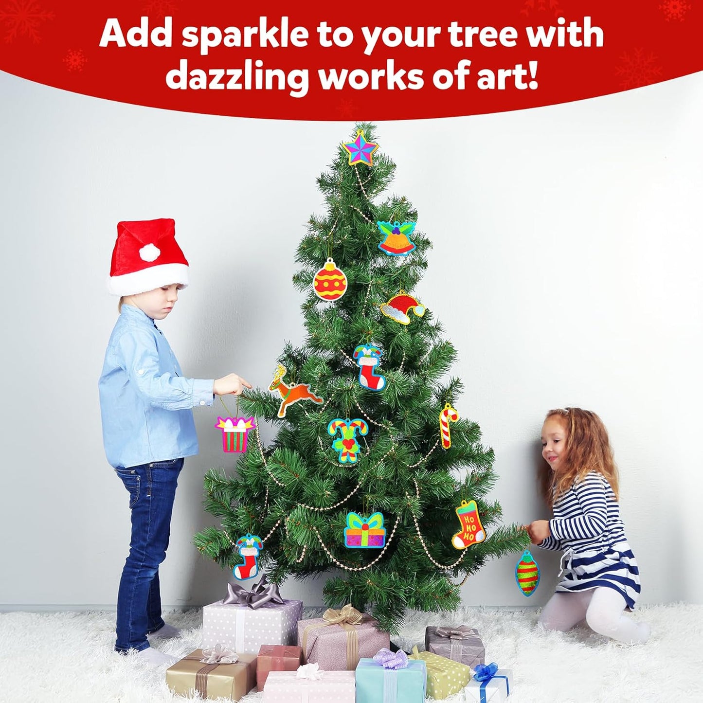 Skillmatics Foil Fun - Christmas Ornaments, Mess Free Art for Kids, Festive Holiday Craft Kits, DIY Decor Creative Activity, Gifts for Girls & Boys Ages 4, 5, 6, 7, 8, 9, and Up