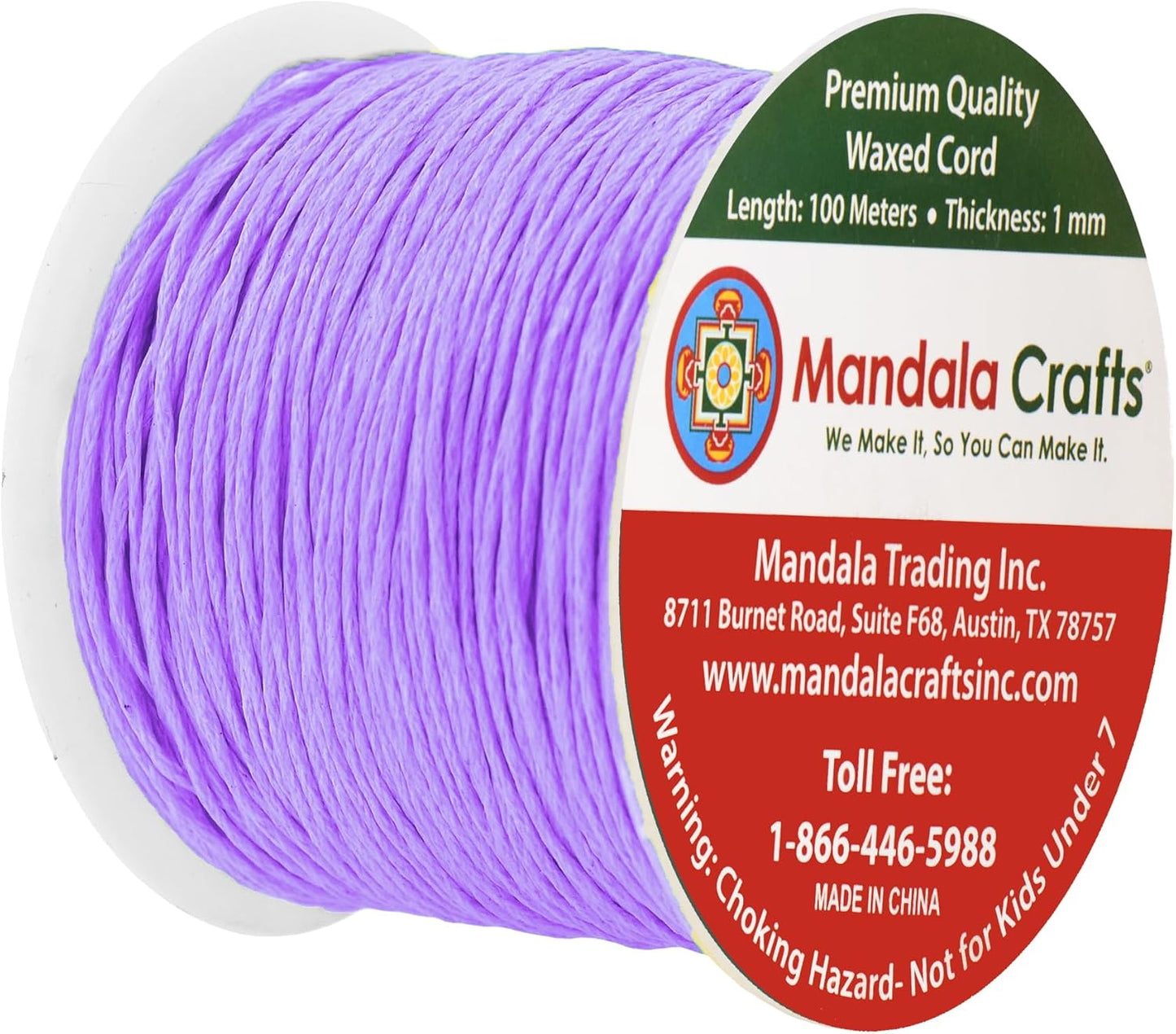 Mandala Crafts 1mm 109 Yards Lavender Cotton Waxed Cord for Jewelry Making Bracelet Cord Waxed String - Beading String Thread Jewelry Cords for Necklaces String