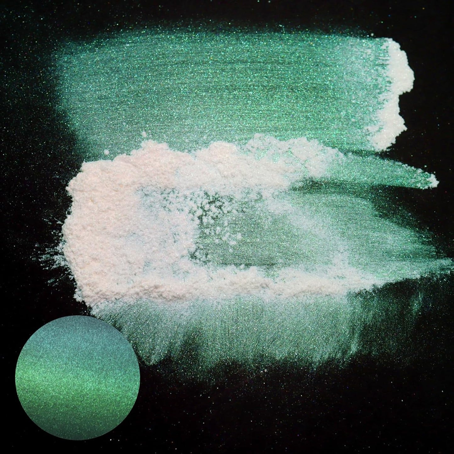 Matio Interference Mica Powder, 1.06oz/ 30g Ghost Green Chrome Powder, Pearlescent Effect Color Shift Pigment for Epoxy Resin, Makeup Shimmer, Nail Polish,Soap Dye,Candle Making,Paint