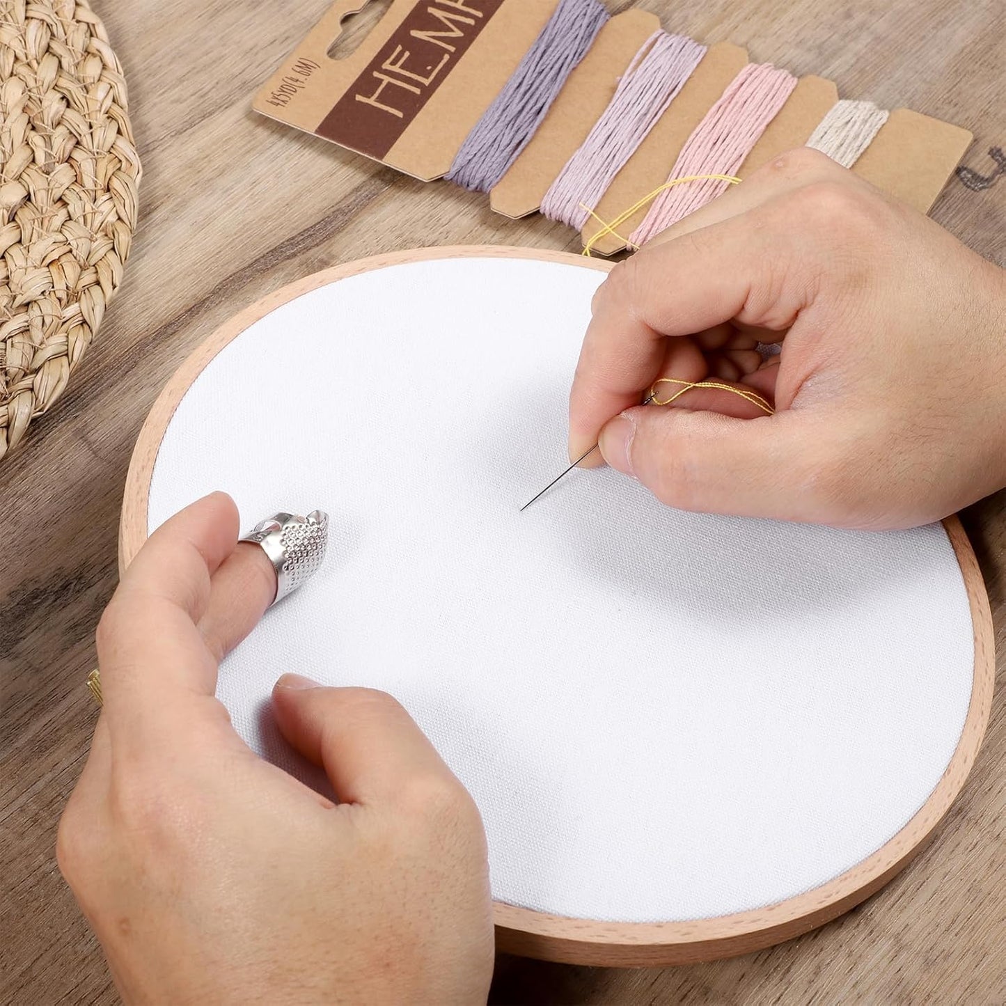 2 Pcs Thimbles Adjustable Ring Sashiko Needles Kits, Sewing Thimble, Metal Sewing Finger Thimbles, Thimble Ring for Hand DIY Sewings Tools