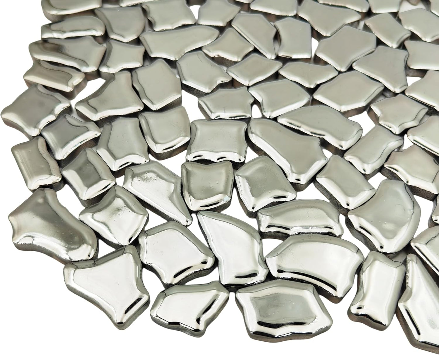 0.78"-1.57" Irregular Ceramics Mosaic Tiles,1.1LB Mosaic Pieces Stones for Home Decoration DIY Craft Plates Flowerpots Vases Cups Mosaic Making Supplies (Sliver)