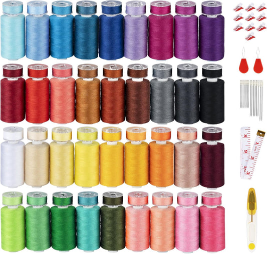 72Pcs 36 Colors with 36 Same Color Prewound Bobbins, 650 Yard Sewing Threads for Sewing Machine, Sewing Threads for Sewing Machine &Hand Emergency and Travel, DIY and Home(102Pcs)