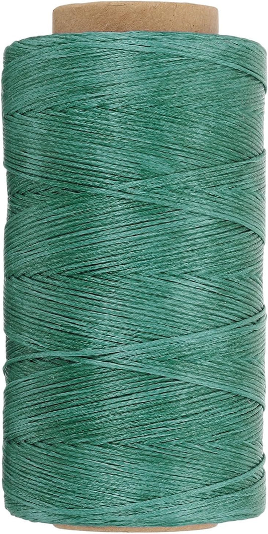 PATIKIL 284 Yard Flat Waxed Thread 150D 1mm Leather Sewing Cord for Repairing Shoes Bags Wallets Jewelry Making DIY Leather Craft, Green