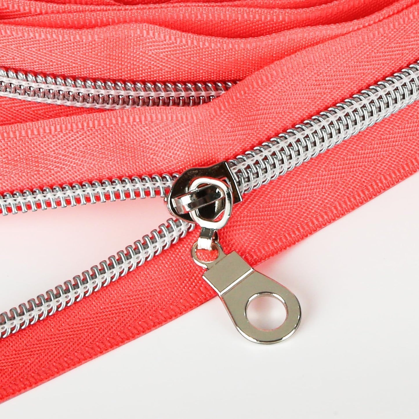 The Yards Pink Nylon Coil Zipper with Silver Teeth - 10 Yards Bulk Replacement Sewing Zipper with 10PCS Sliders for DIY Craft Bags