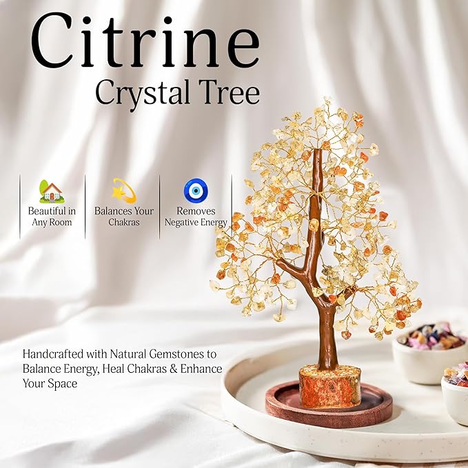 YATSKIA Citrine Crystal Tree of Life - Gemstone Tree - Citrine Crystal Stone Decor - Good Luck Gifts - Home Decor - Crystals Gifts