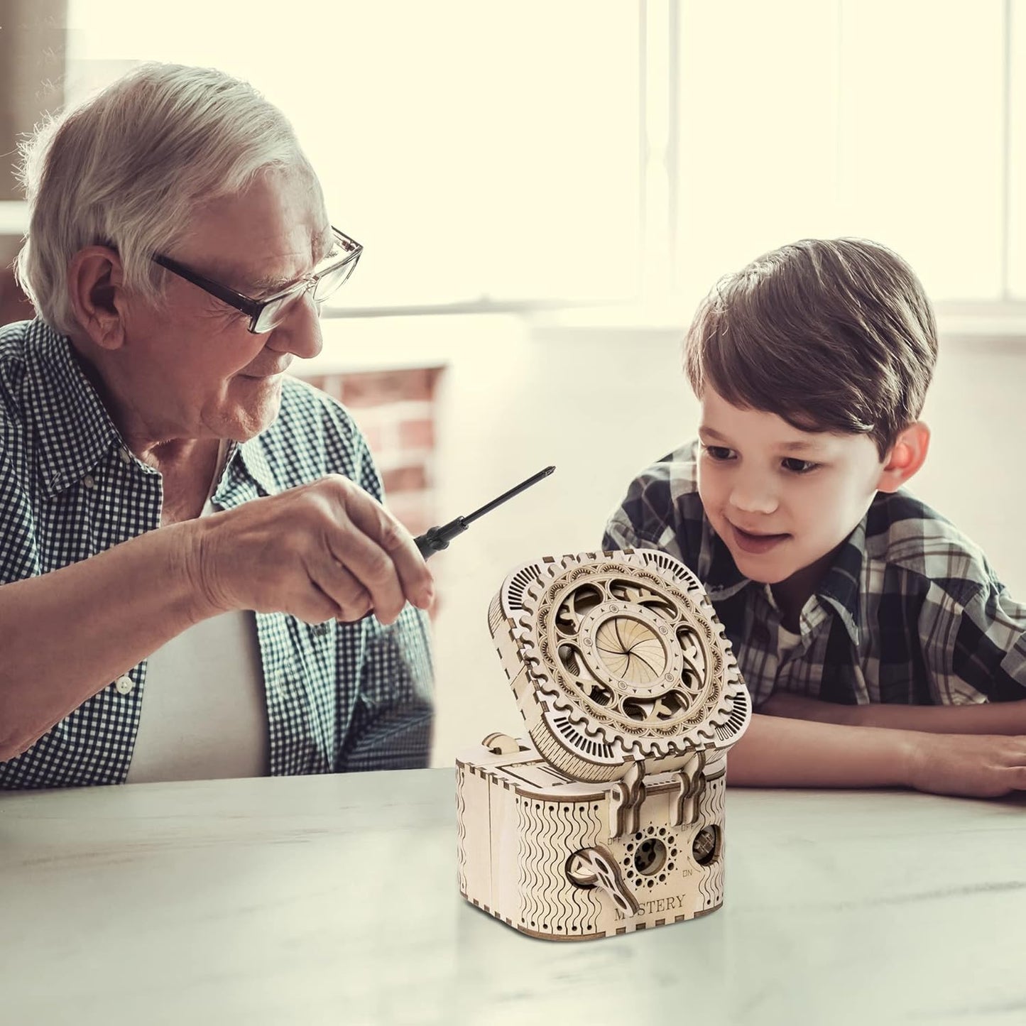 ROKR 3D Wooden Puzzle Password Box Model Kits for Adults and Teens to Build Combination Lock Mechanism Christmas/Birthday