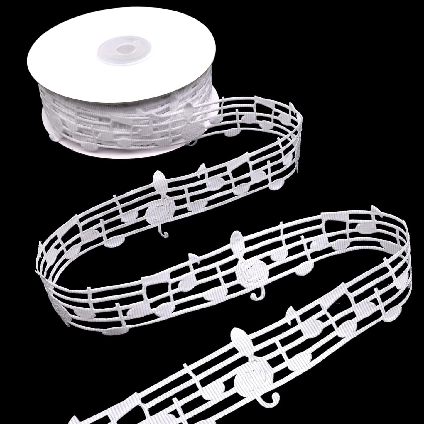 White Music Note Ribbon Grosgrain Ribbon Notation Craft Music Accessories Trim for Homecoming Mum Supplies Christmas (20 Yards/Roll)