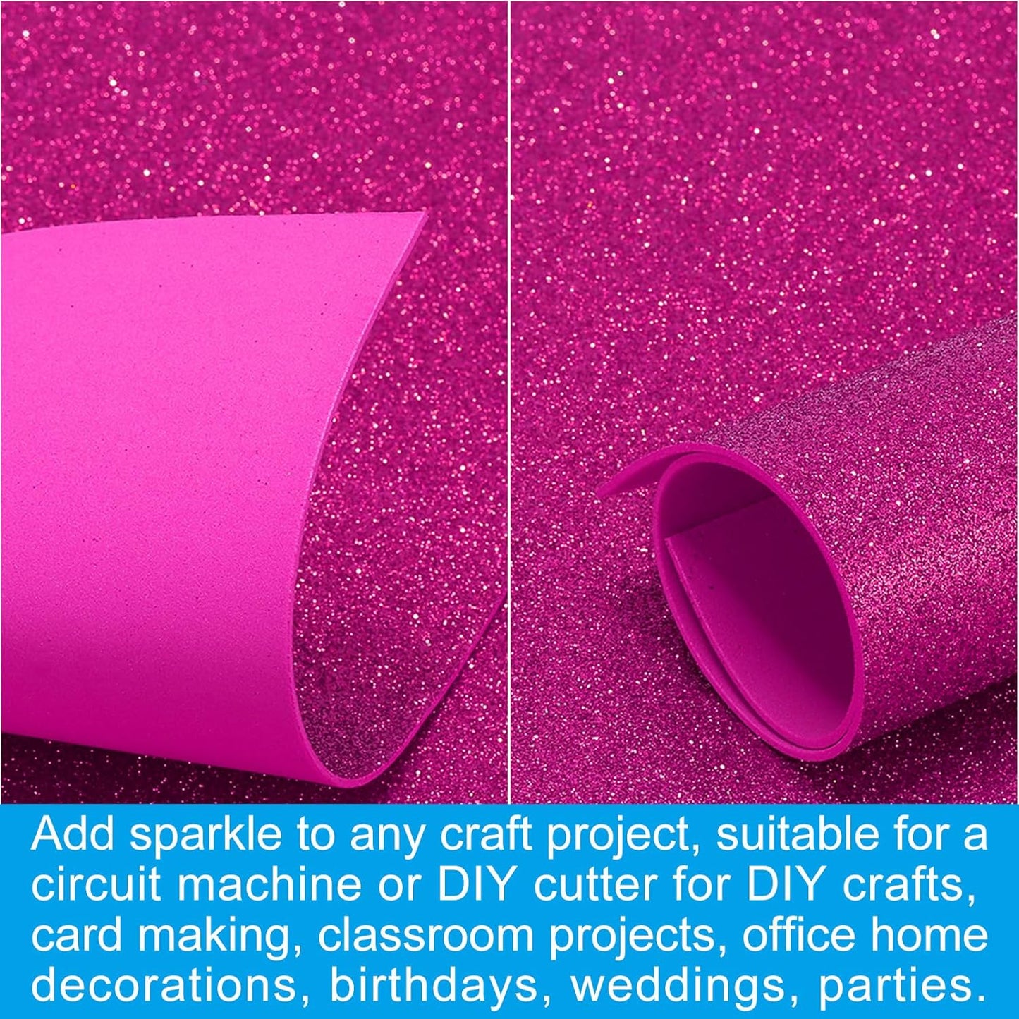 PATIKIL 2mm(1/10") Thick Non Adhesive Glitter Foam Sheet 16x24inch(40x60cm) Purple Red, EVA Shiny Foam Board for Craft, 6 Pcs