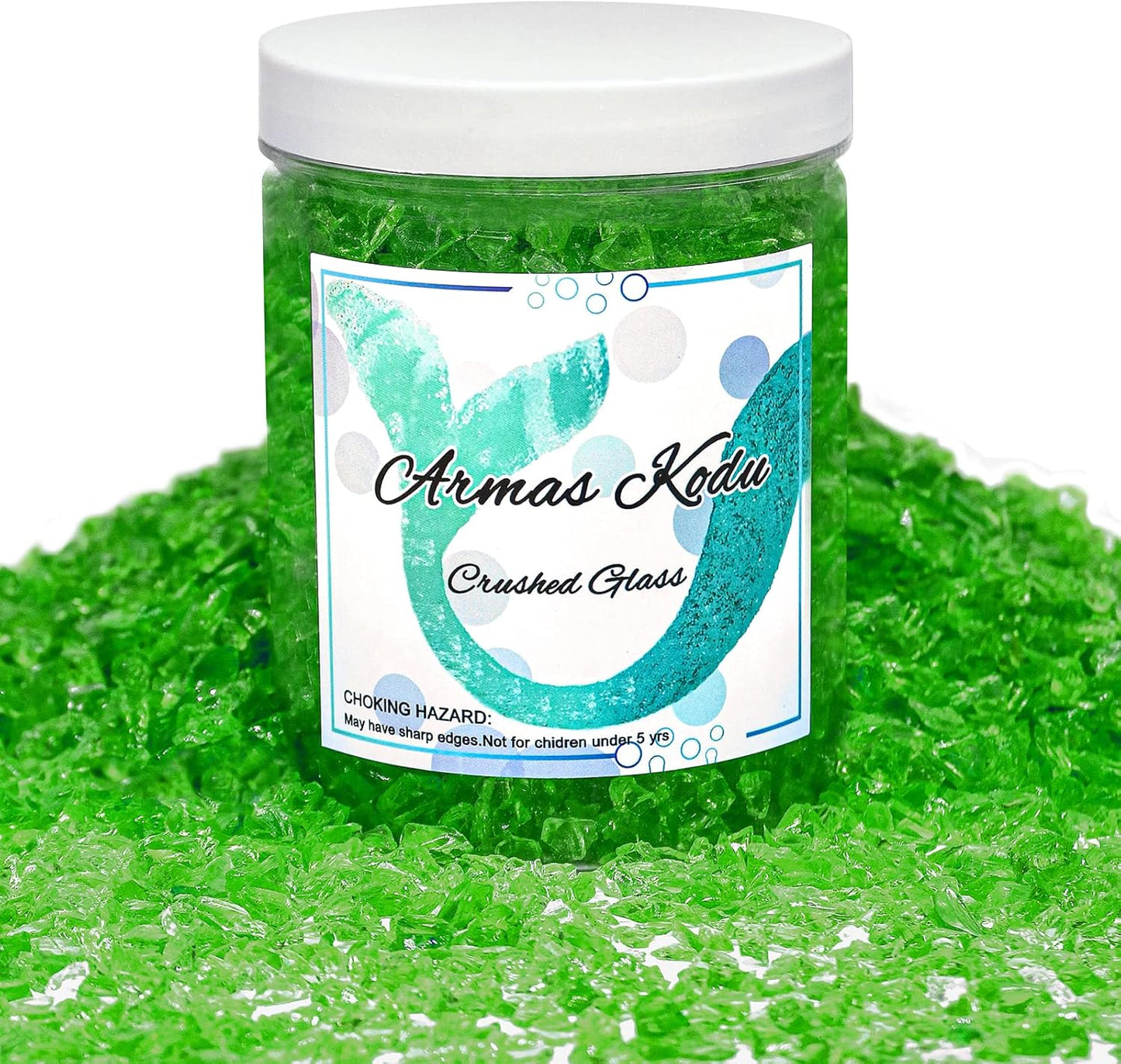 Crushed Glass for Resin Art - 3-6mm Light Green, 1.5lb | Broken Glass Pieces for Crafts, Vase Filler & Fire Pit Media | Decorative Stones