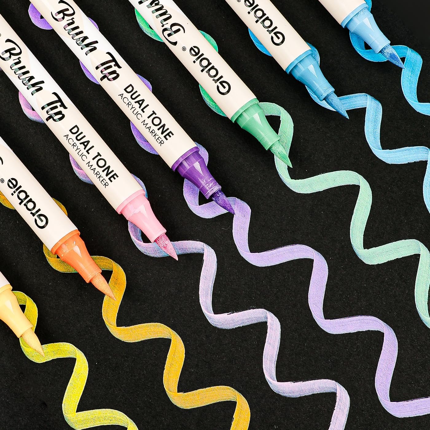 Grabie 72 Colors Acrylic Paint Markers, Soft Brush Tip Acrylic Markers Set, Paint Pens for Wood, Fabric, Canvas, Glass, Stone, Canvas, Rock Painting and DIY Crafts Art Supplies, Set of 36