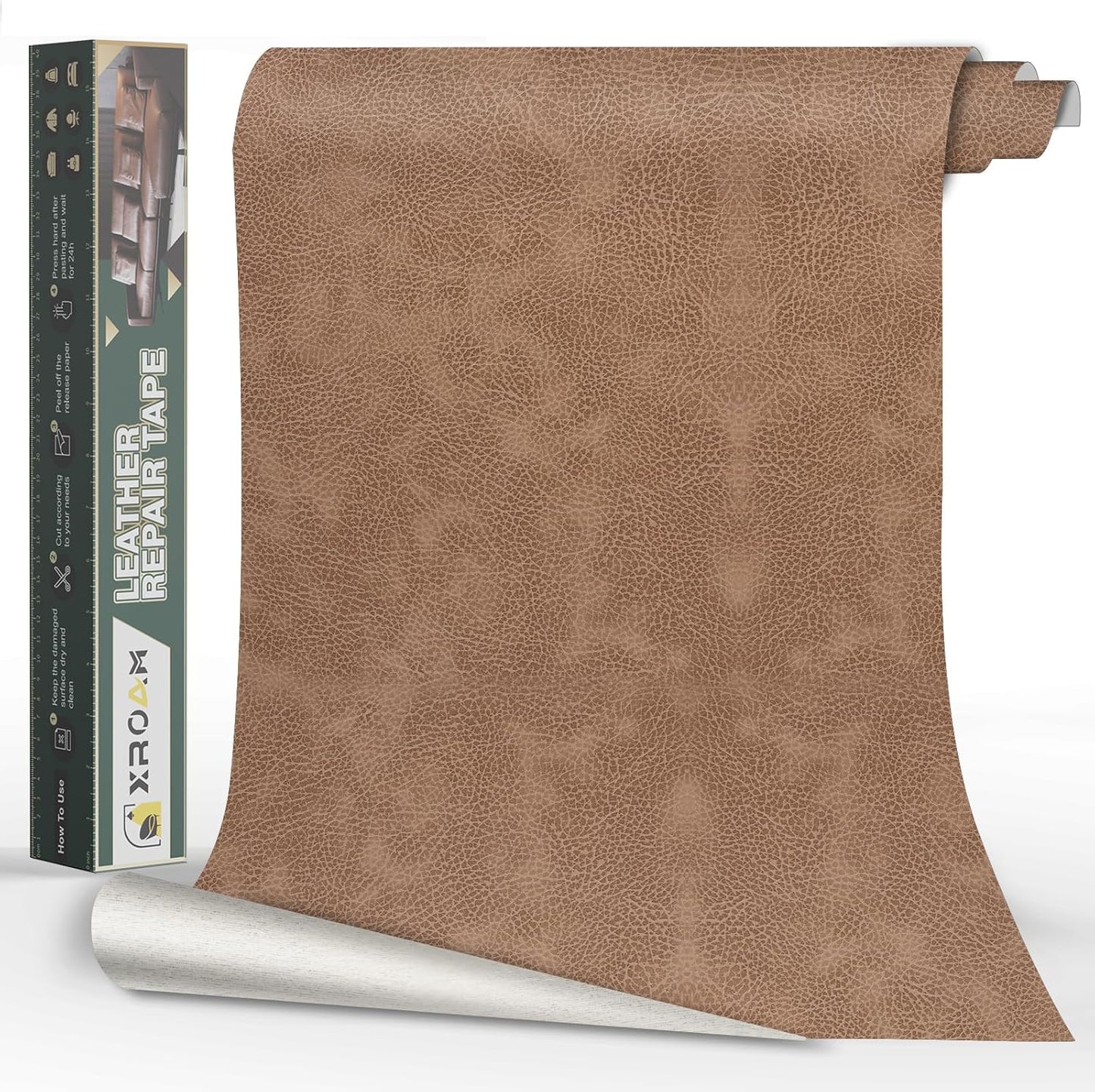 Leather Repair Tape, 16x40 inch Leather Patches for Furniture, Self Adhesive Leather Repair Patch for Sofas, Couches, Leather Covers, Seats, Chairs, Vinyl Repair Tape Retro Dark Beige