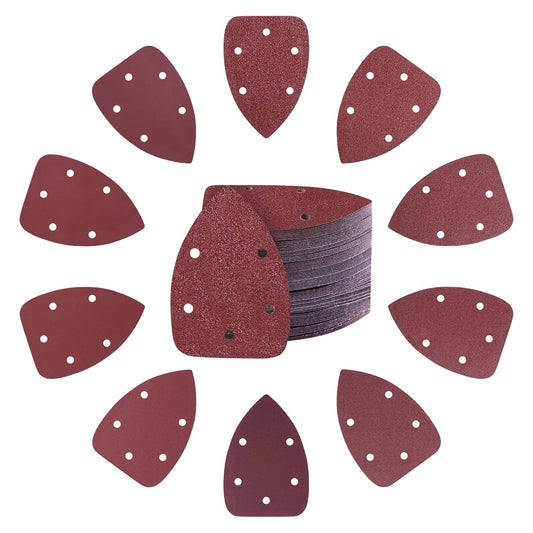 100-Pack Mouse Sandpaper(5-Hole) for Mouse Detail Sanders,Grits40/60/80/100/120/180/240/320/400/600,Premium Aluminum Oxide,Easy to Replace,Ideal for Woodworking,Furniture Refinishing,and Crafting