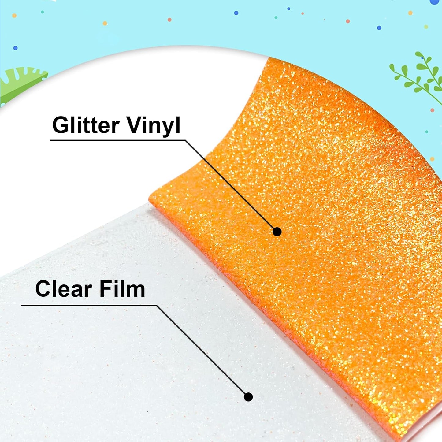 Orange Glitter Heat Transfer Vinyl 12Inch*6FT Glitter Iron on Vinyl for T Shirts Easy to Cut and Weed Compatible with All Cutter Machines HTV Vinyl Iron on for Cricut (Fluorescent Orange)