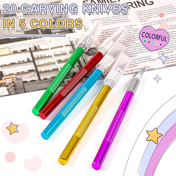 DIYSELF 20 Pack Exacto Knife - Craft Hobby Knife Precision Exactly Knife for Art, Crafting (Pink)