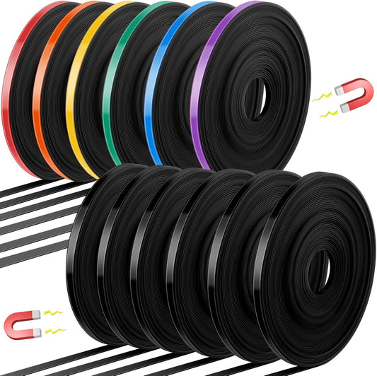 12 Rolls Magnetic Tape Roll Thin Strips, 1/4 Inch x 33 Feet Magnetic Board Dividers Whiteboard Graphic Decorative Tape Marking Line for Classroom Office Art Accessories
