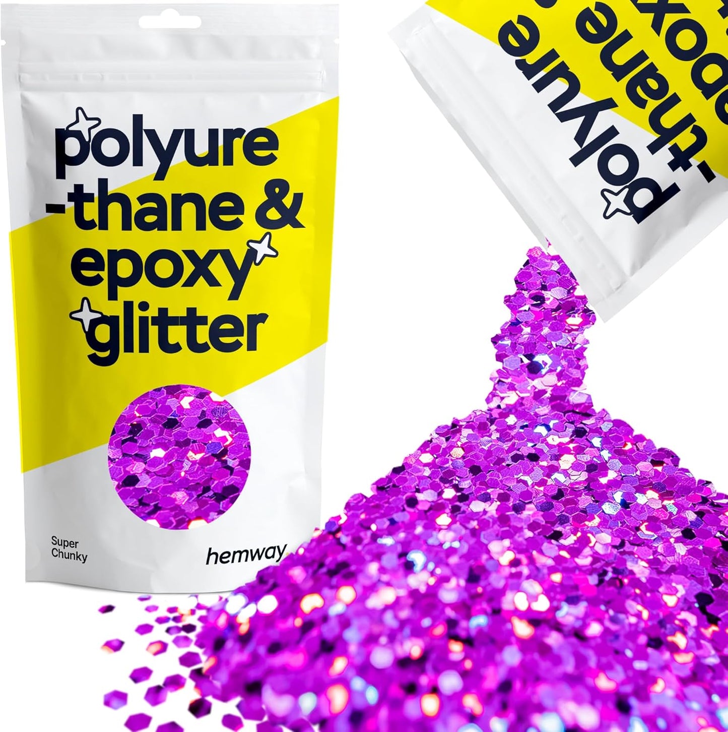Hemway Glitter for Resin 100g Purple Holographic Metallic Crystals for Epoxy Craft Super Chunky Flakes Tumblers Wax Melt