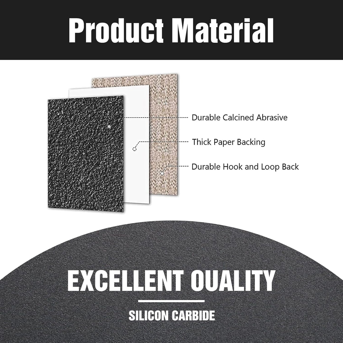 100 Pcs 5 inch Wet Dry Sanding Discs Grit 100 Hook and Loop 8 Hole Silicon Carbide Orbital Sander Sandpaper