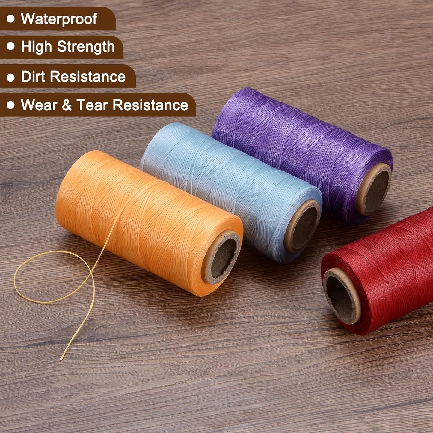 uxcell Leather Sewing Waxed Thread, 284 Yards / 260m 0.8mm 150D Flat Polyester All-Purpose Threads for Leather Crafts, Bookbinding, Turquoise