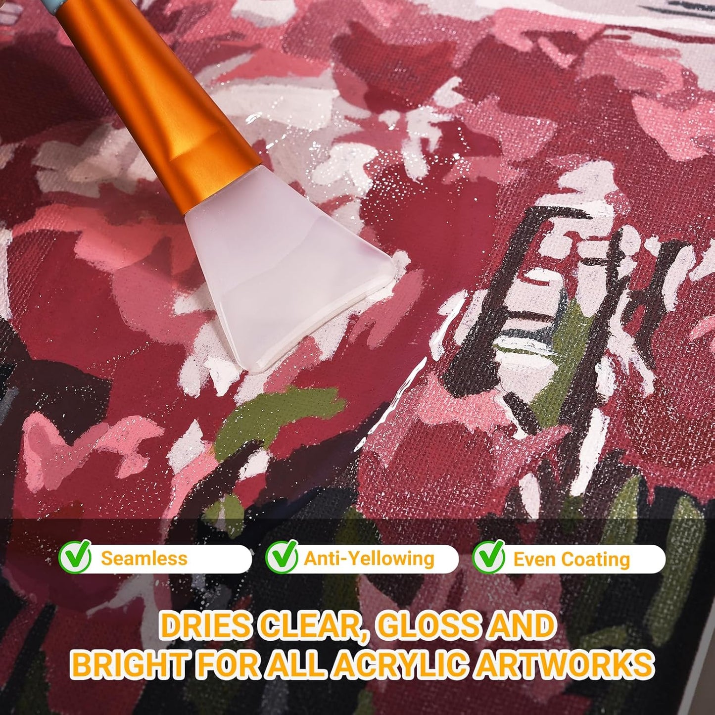 SEVENWELL Gloss Varnish for Acrylic Painting, Paint by Numbers Sealer, Acrylic Clear Coat, High Finish Non-Yellowing Anti-Crazing for Air Dry Clay Glaze