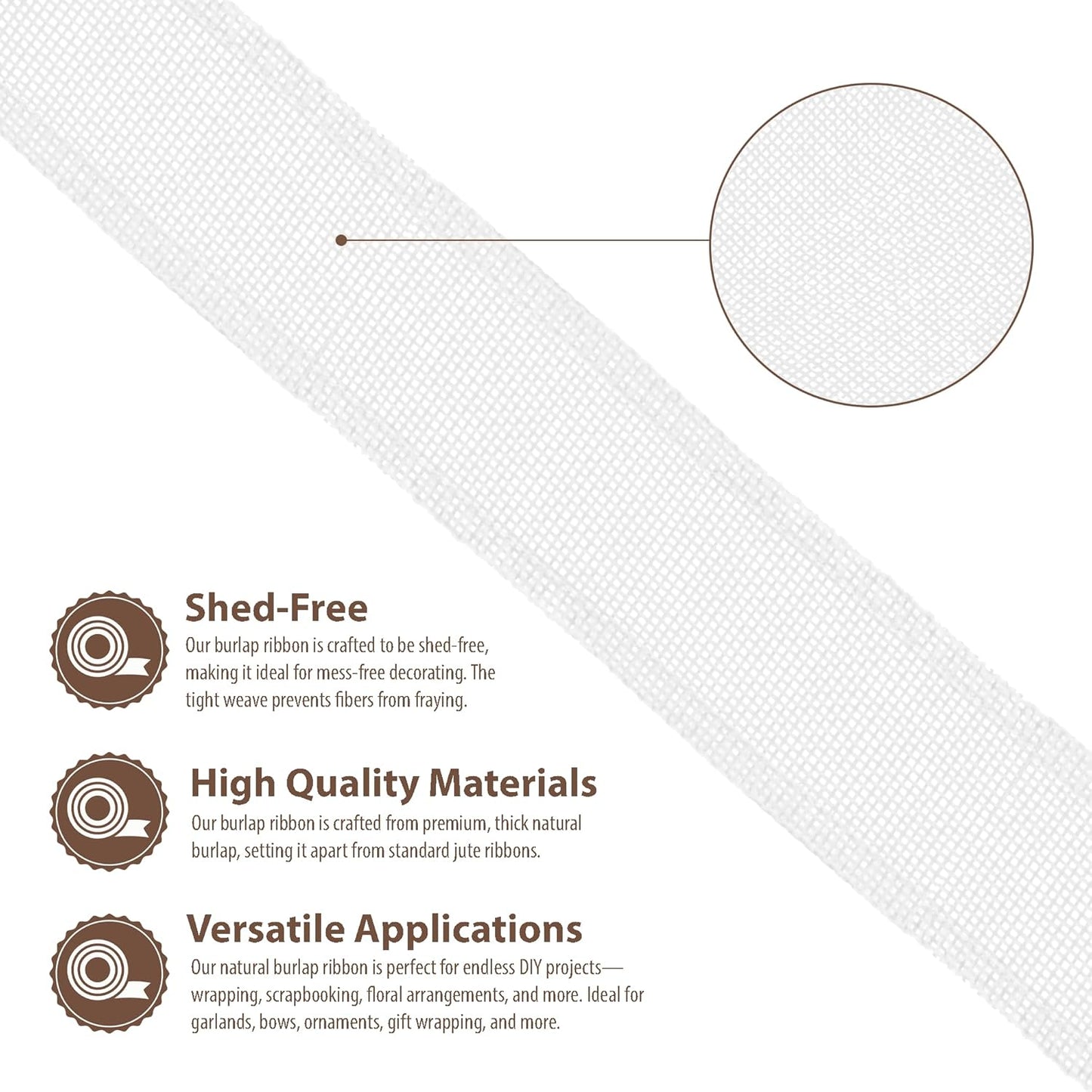 Mandala Crafts White Burlap Ribbon 2 Inches Wide Jute Ribbons for Crafts - 20 Yds Roll Rustic Burlap Wrap Trim Ribbons for Wreaths Bows Wedding Party Decoration