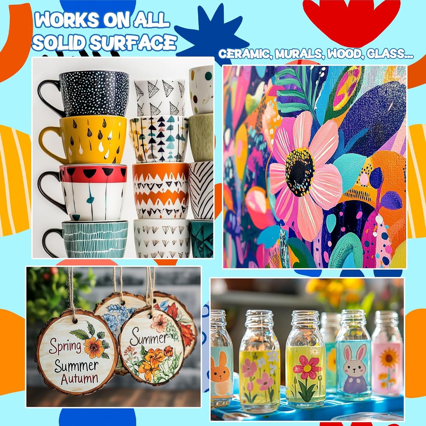 FansArriche Acrylic Paint Markers, 15mm Jumbo Felt Tip, 24 Colored Waterproof and Permanent Paint Pens for Tagging, Signs, Calligraphy, and Outdoor Paintings