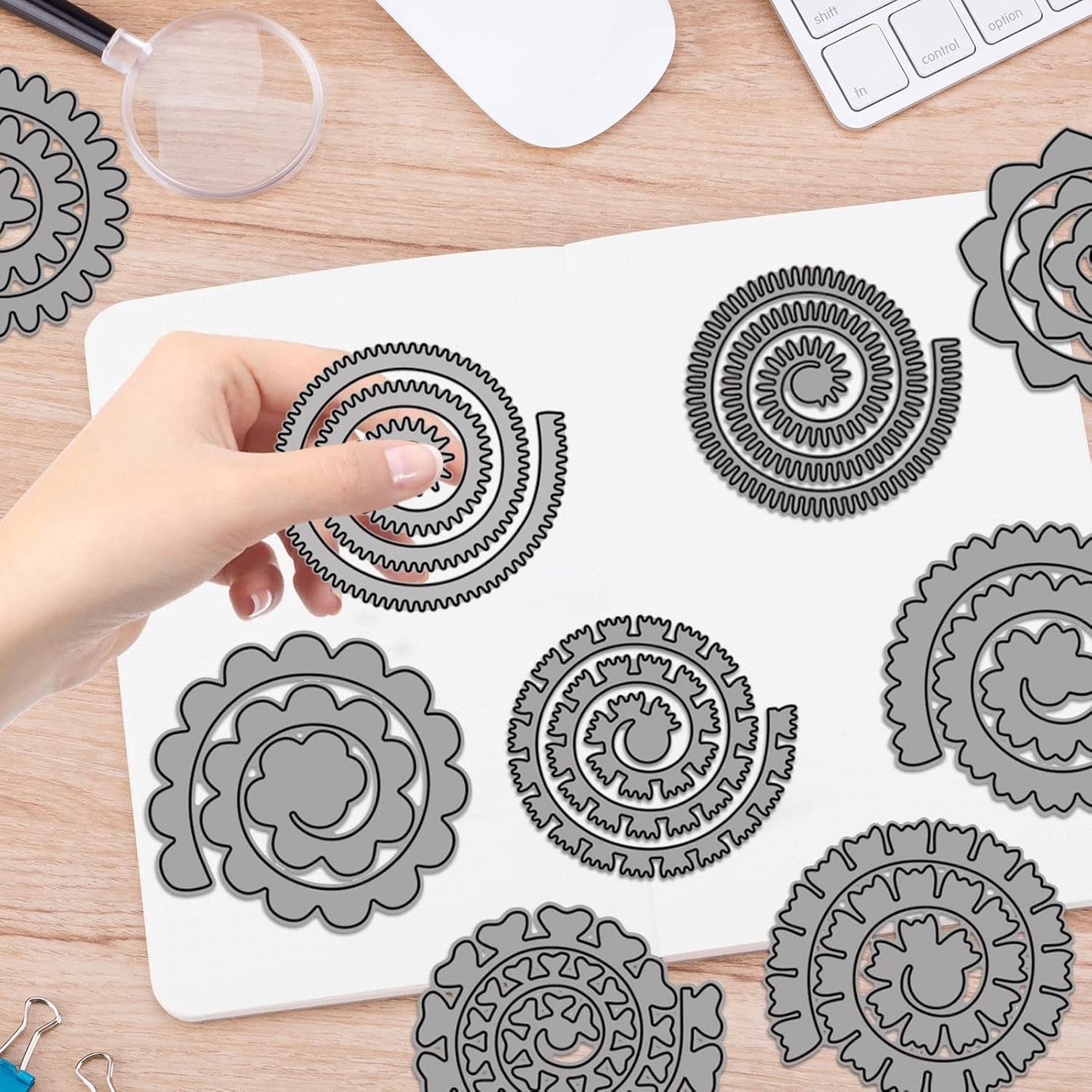 10pcs 3D Layering Rose Metal Cutting Dies, Daisy Flower Garland Wedding Cut Stencils, Blossom Screw Flower Die Cuts, Metal Embossing Stencils Template Mould