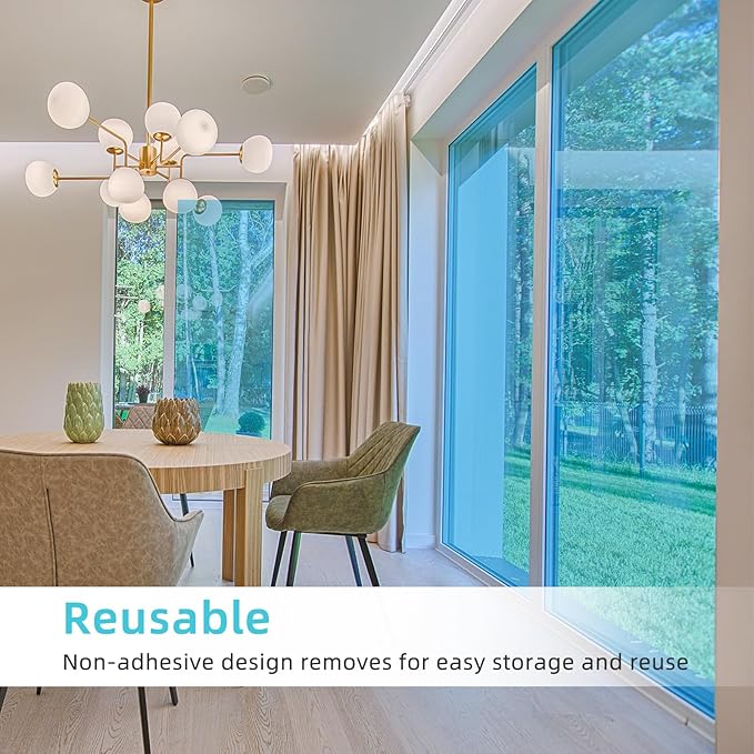Filmgoo Window Privacy Film One Way Daytime Mirror Tint Treatments UV Heat Control Vinyl Stickers Sun Block Glass Paper Door Covering Reflective (Light Blue Silver, 29.5 Inch x 13.1 Feet)