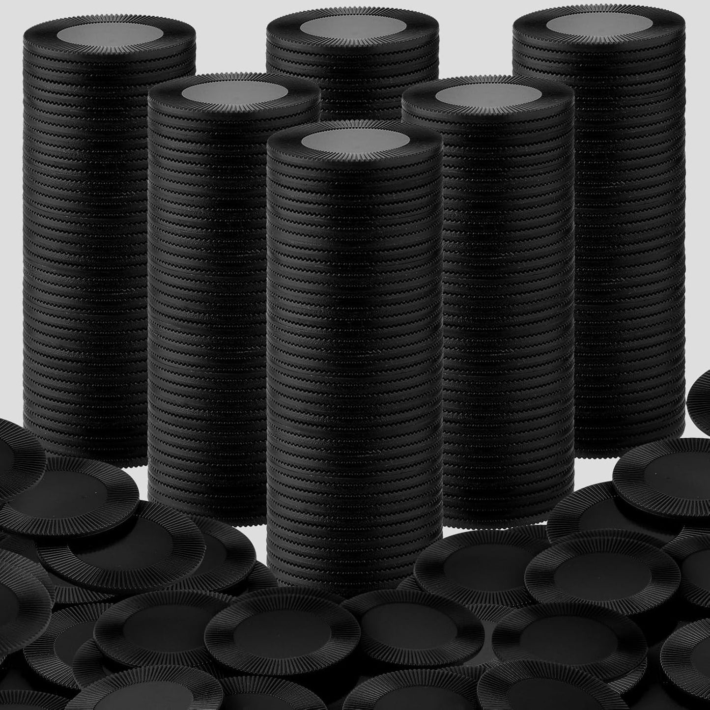 Coopay 500 Pieces Plastic Poker Chips, 1 Inch Bingo Chips Bulk Learning Counters Disks Poker Card Game, Counting Markers for Math Practice, Game Tokens and Teaching Rewards, 25 mm (Black)