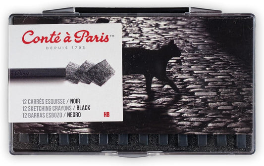 Conté à Paris 12 Count HB Sketching Crayons Set, Black