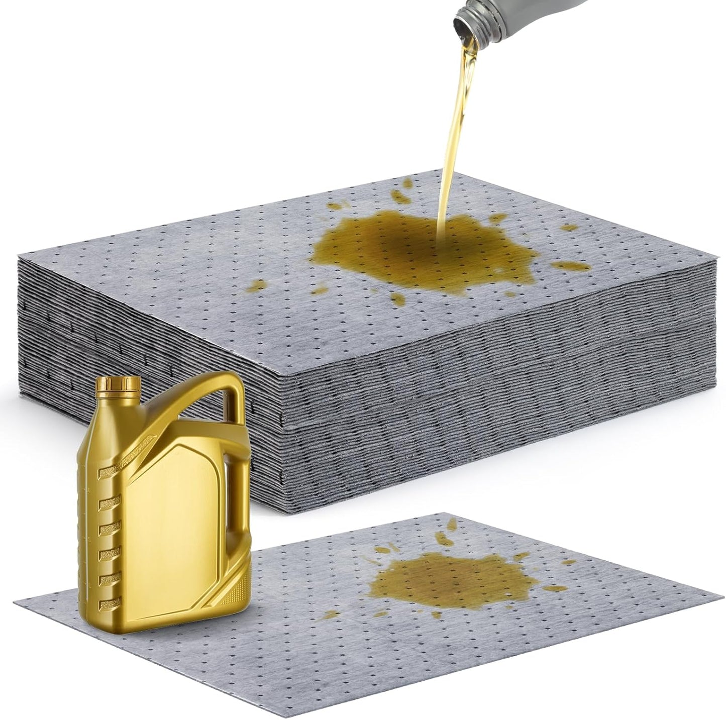 15" x 20" Heavyweight Oil and Water Absorbing Pads,Gray Absorbing Heavy Weight Oil and Water Absorbent Mat Pad 30Pads(Gray)