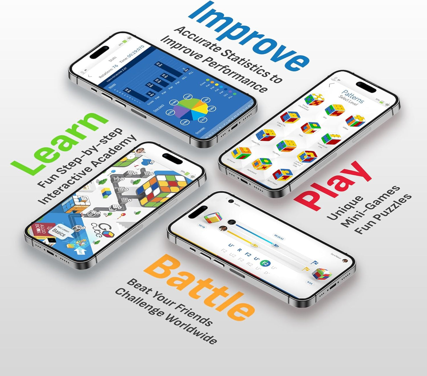 GoCube Edge, The Connected Electronic Bluetooth Cube - Award-Winning 3x3 Magnetic Speed Cube - App Enabled Interactive Smart Cube - Best Gift for Kids & Adults - STEM Brain Teaser Puzzles - Free App