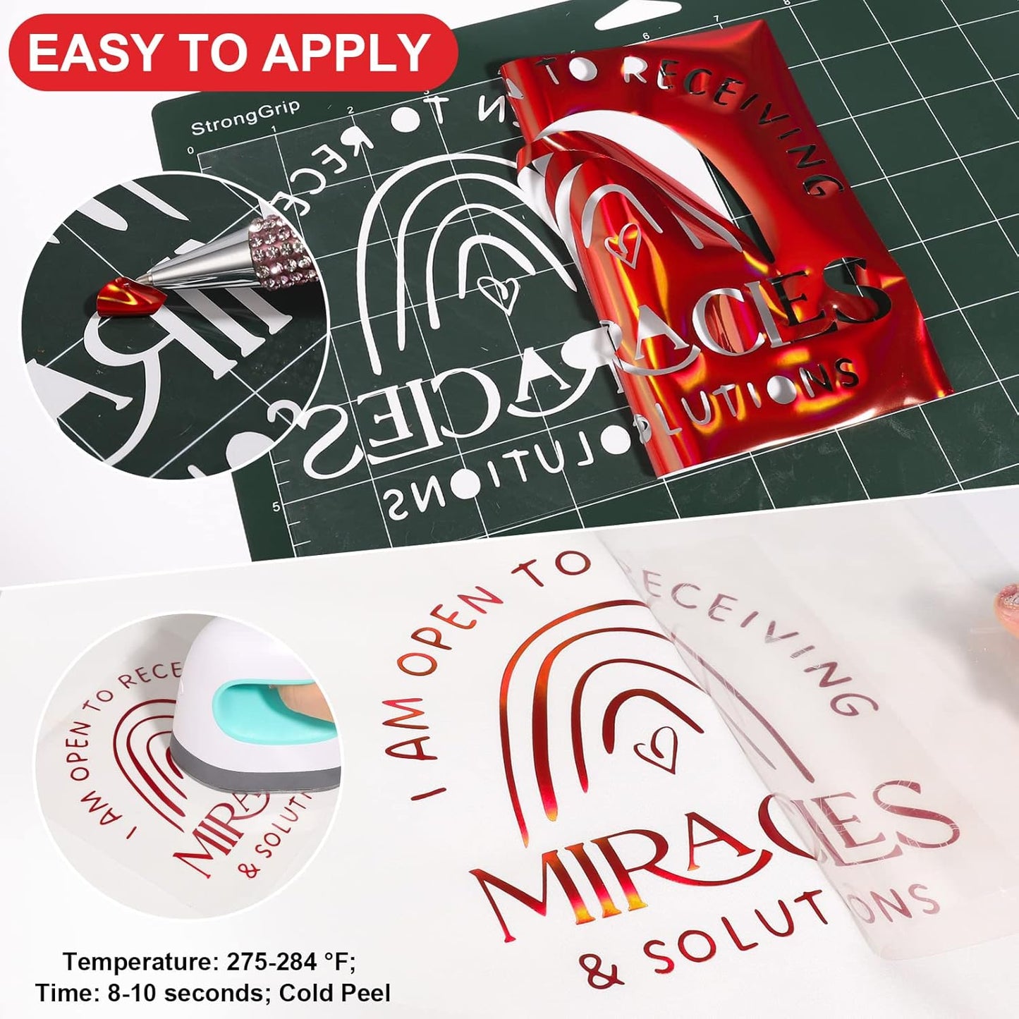 VINYL FROG Holographic HTV Vinyl Roll 12" x5ft Red Metallic Heat Transfer Vinyl Iron on Vinyl Easy to Cut & Weed DIY Heat Press Design for T-Shirts