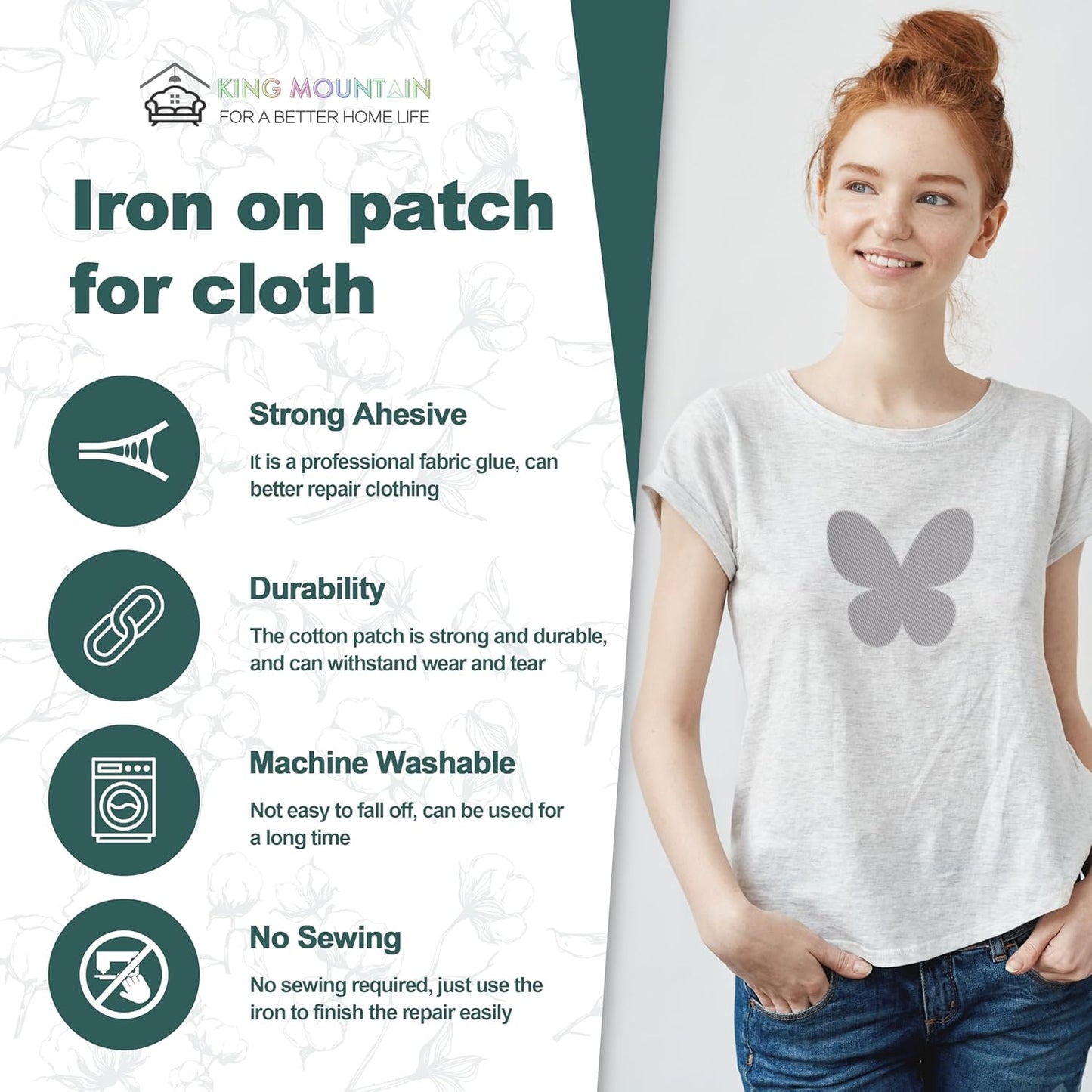 Iron on Patches for Clothes, 8 Pieces Fabric Patches for Clothing, Bag, Hat Repair, Clothing Repair Decorating Kit 3.7" by 4.9" (9.5 cm x 12.5 cm, Light Grey)
