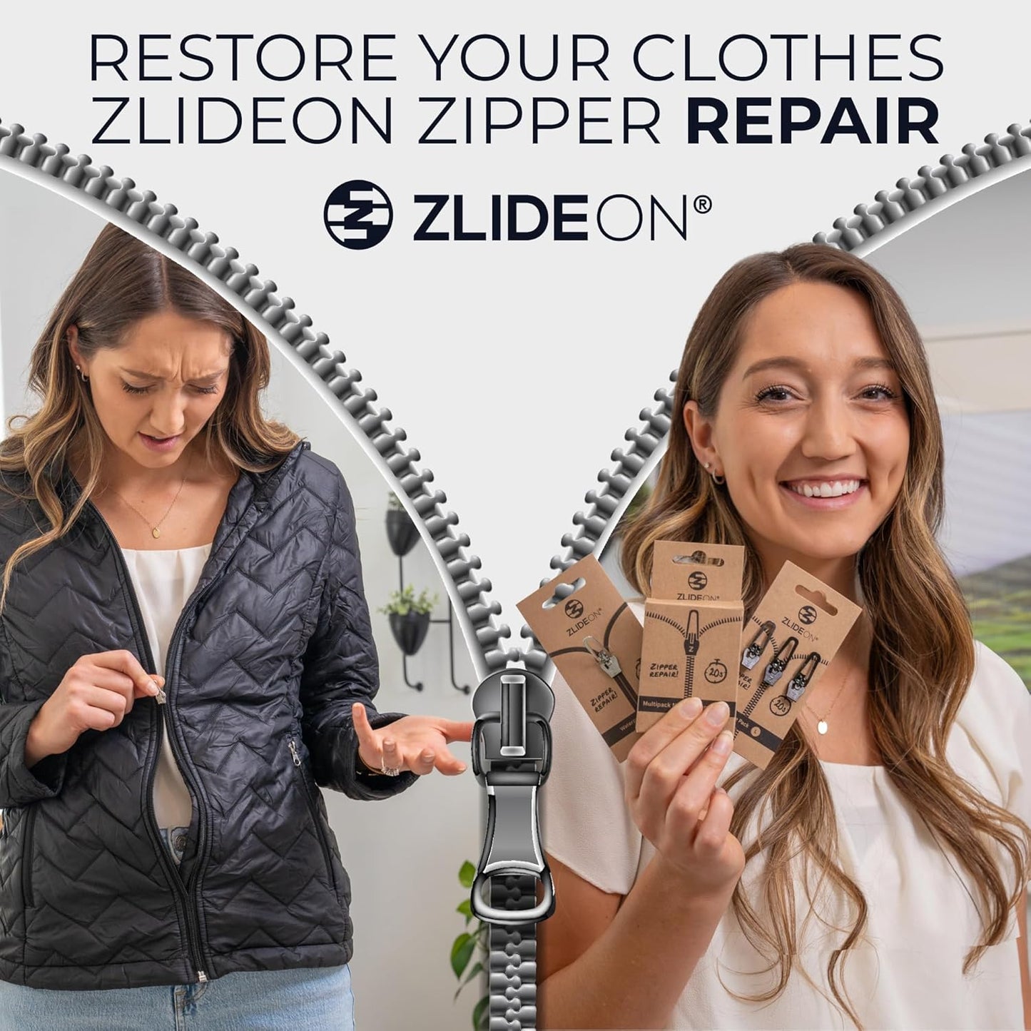 ZlideOn Zipper Pull Replacement - 1pcs, Black, Normal (L) - 5A - Instant Zipper Replacement Slider for Metal Zippers