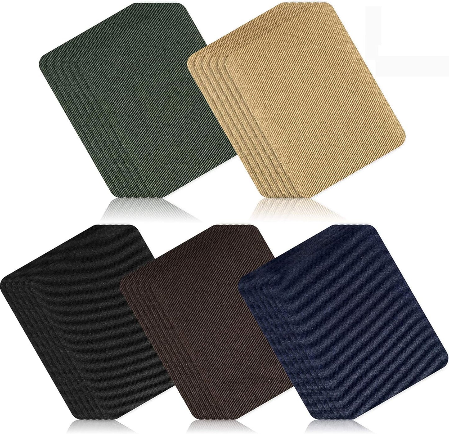 Boao 30 Pieces Iron on Patches for Clothes Pants Jean Fabric Repair Adhesive Cotton Patches Khaki Blue Green Black Repair Decorating Kit Large Size for Jackets Decorating 4.9 x 3.7 Inch