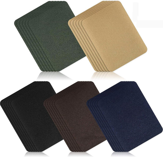 Boao 30 Pieces Iron on Patches for Clothes Pants Jean Fabric Repair Adhesive Cotton Patches Khaki Blue Green Black Repair Decorating Kit Large Size for Jackets Decorating 4.9 x 3.7 Inch