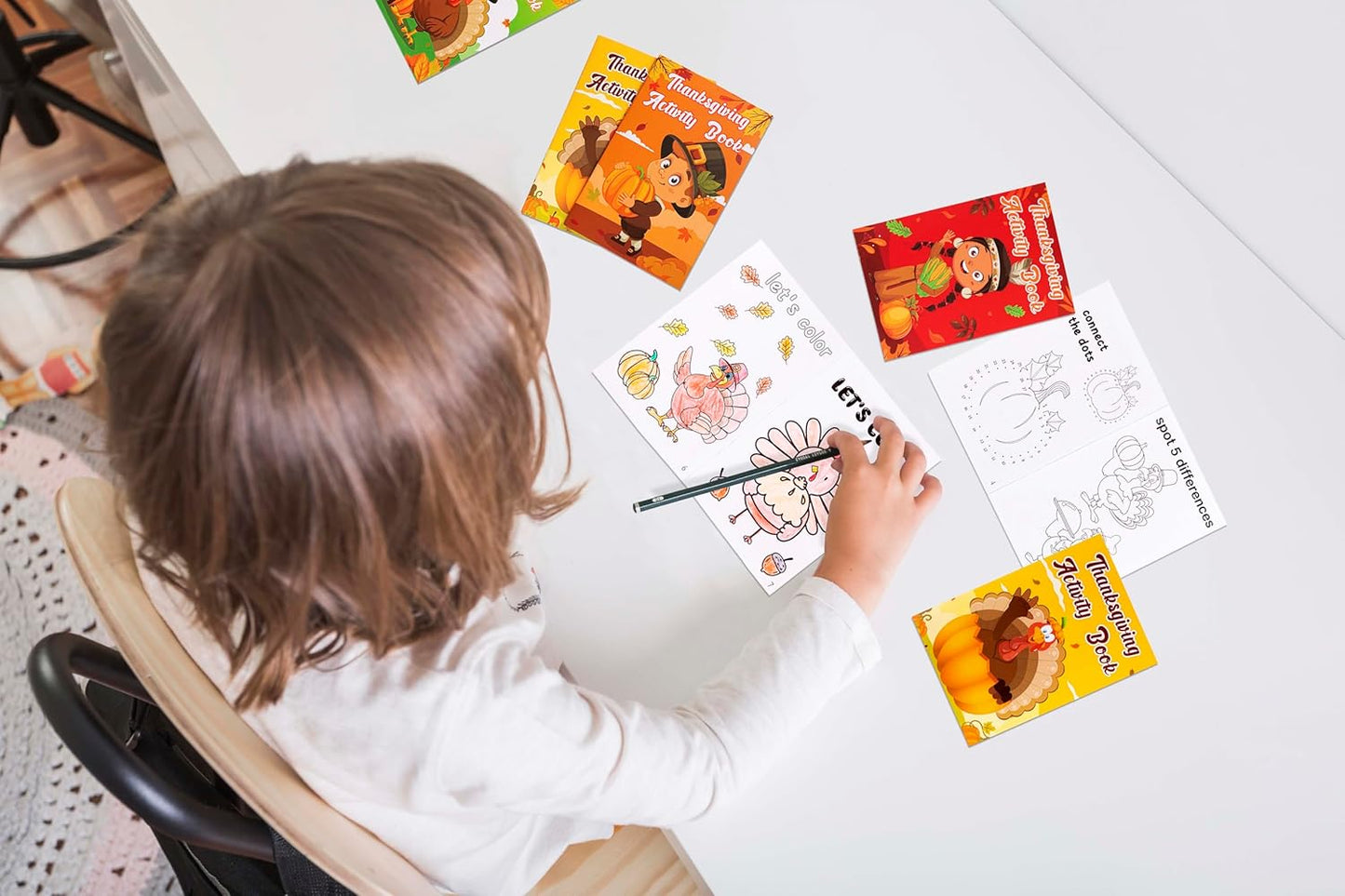 60PCS Thanksgiving Activity Books Party Favors for Kids - Fall Games Coloring Maze Book in Bulk, Classroom Activities Crafts Gifts