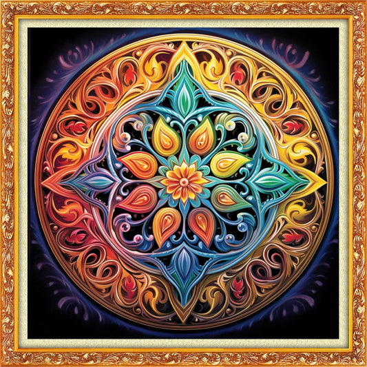 Dimxvean Stamped Cross Stitch Kits,Cross Stitch Kits for Adults Beginners,Embroidery Kits Full Range of Cross Stitch Stamped Kits Needlepoint Kits Cross Stitch Patterns-Mandala Wreath 18x18 inch