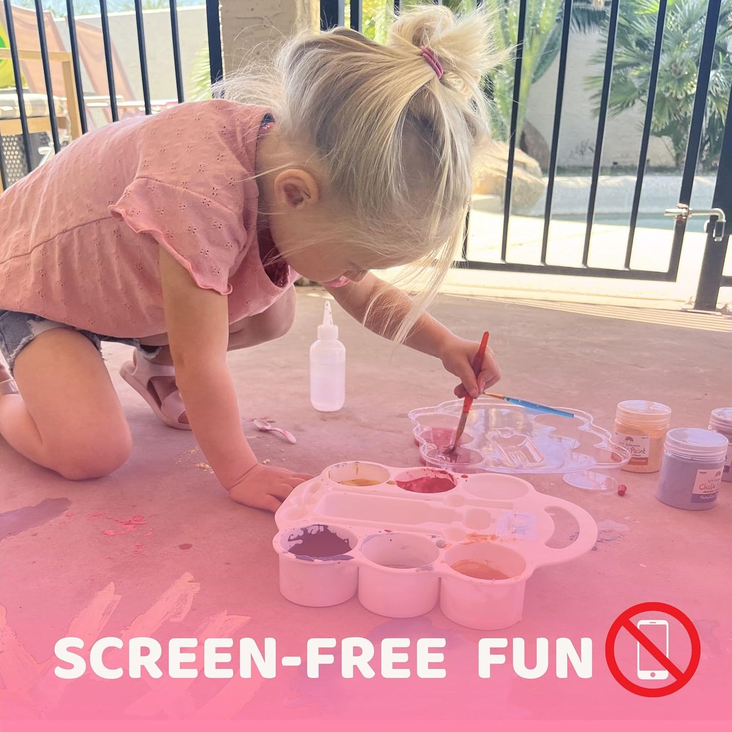 DIY Sidewalk Chalk Paint Set - Non-Toxic, Washable Powdered Chalk - Simply Mix in Water and Use a Paintbrush to Create Colorful Artwork on the Sidewalk or Chalkboard, For Kids Ages 5+