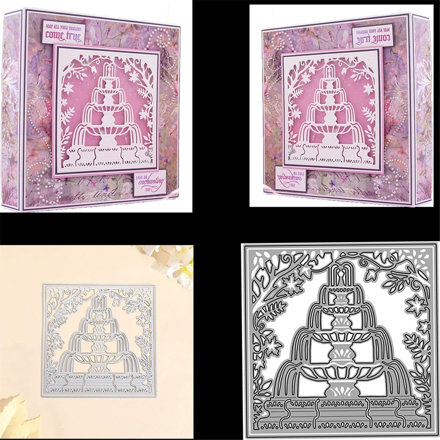 Cutting Dies Metal Stencils Scrapbooking Tools DIY Embossing Template for Paper Card Making Album Arts Crafts Supplies (Cake Frame-13.3x13.3cm)