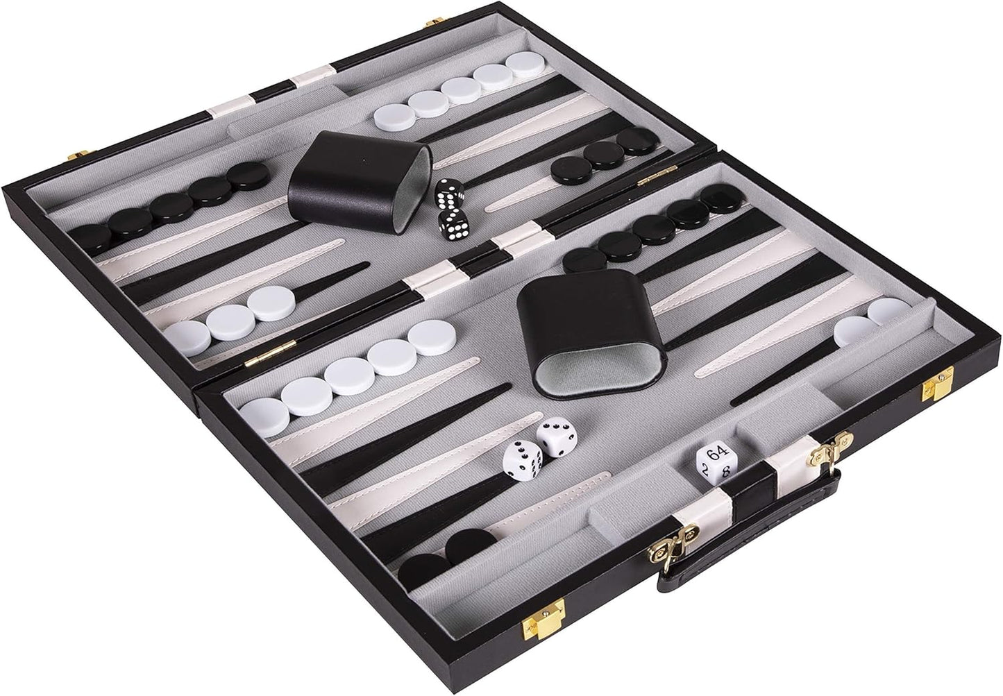 Backgammon Set 18 inch, Large - Classic Board Game for Adults and Kids with Premium Leather Case - Includes Strategy & Tip Guide (Black)
