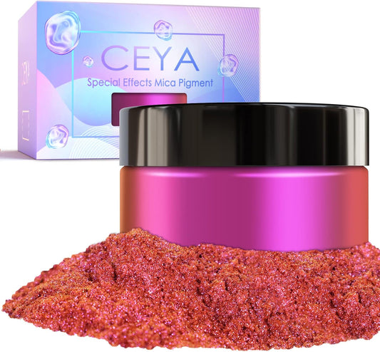 Ceya Chameleon Mica Powder, 1.8oz/ 50g Lavish Party Chrome Nail Powder, Cosmetic Grade Pearlescent Effect Color Shift Pigment for Epoxy Resin, Makeup, Nail Polish, Soap Dye, Candle Making, Craft