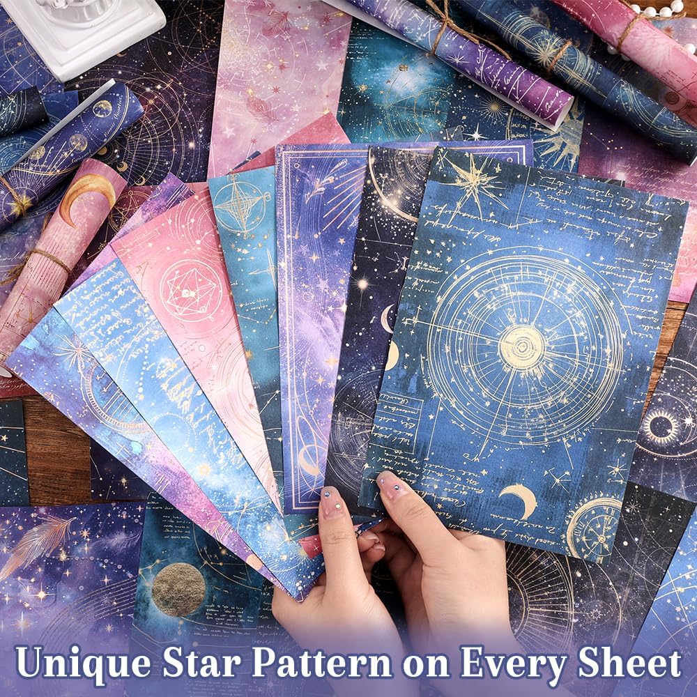 160 Sheets of Starry Sky Scrapbook Paper, journaling Scrapbook Supplies Craft Collage Paper Set, Junk Journal Bullet Journal Poster Room Decor for Card Making Decorative Gifts
