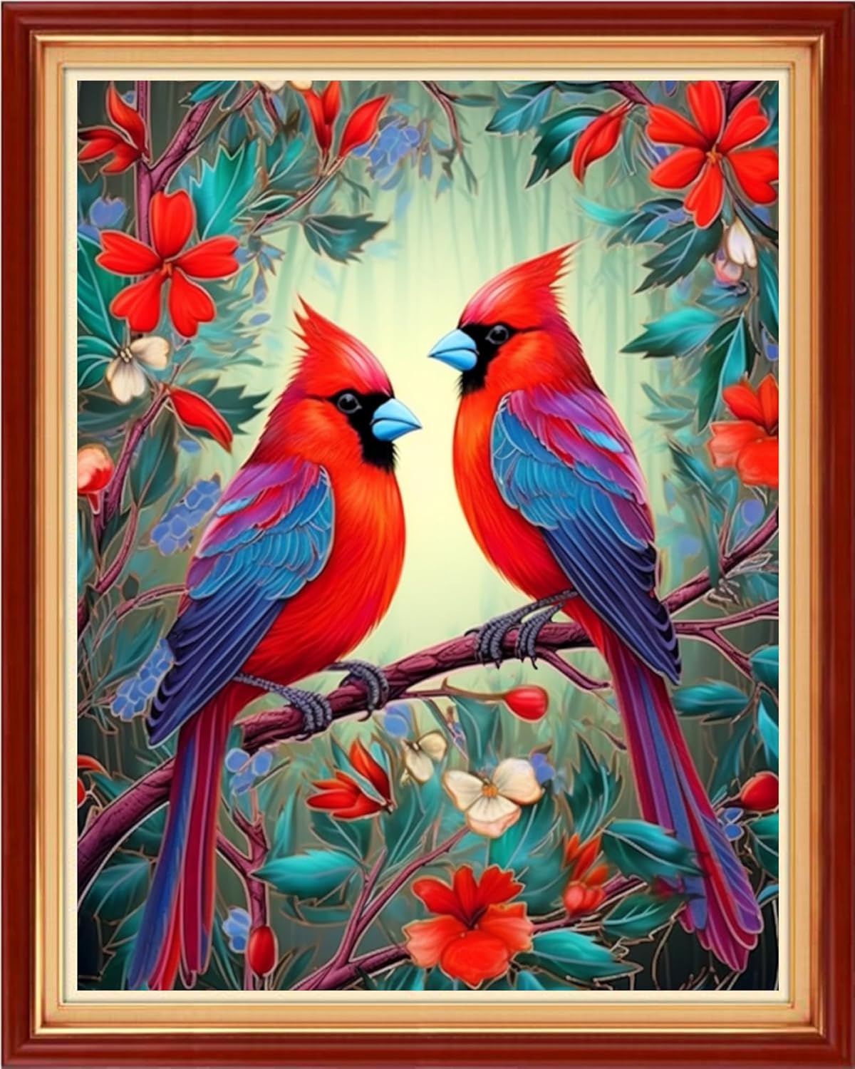 Magxvouy Cross Stitch Kits Stamped Full Range of Embroidery Kits,Cross Stitch Patterns Needlework Kits for Beginners 11CT Printed Kits&Flower Bird 16x20 inch