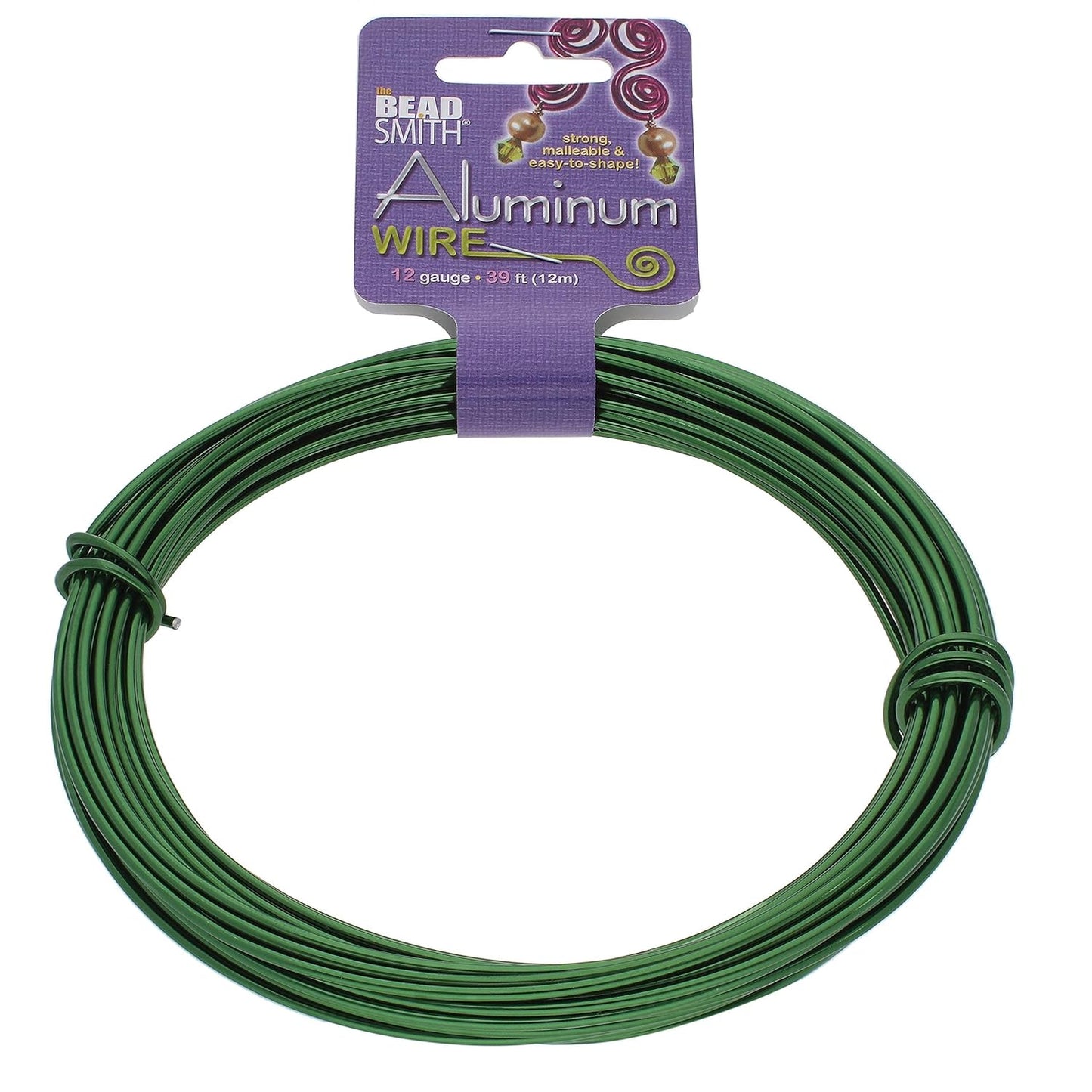 The Beadsmith Anodized Aluminum Wire – 12 Gauge – 39 feet – Kelly Green Color – Bendable Craft Wire Used to Jewelry Making, Wire Wrapping, Sculpting, Floral, Modeling and Other DIY Arts & Crafts