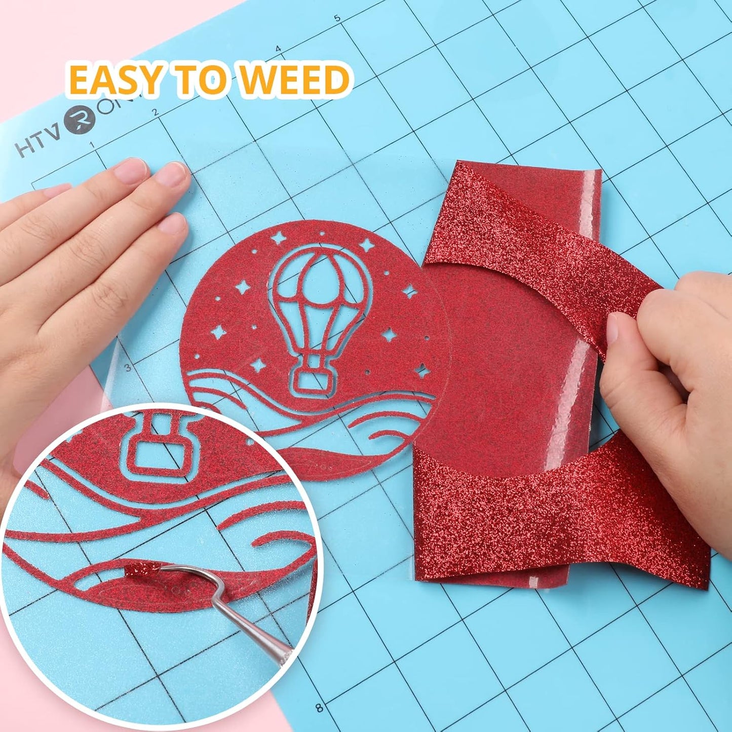 HTVRONT Red Glitter Heat Transfer Vinyl - 10" x 5FT Red Glitter HTV Vinyl for T-Shirts, Iron on Vinyl for All Cutter Machines