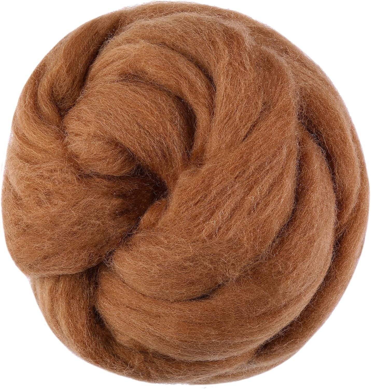 3.53oz Wool Roving Yarn, Fiber Roving Wool Top, Pure Wools, Chunky Yarn, Spinning Wool Roving for Needle Felting Wet Felting DIY Hand Spinning (Wood Brown)