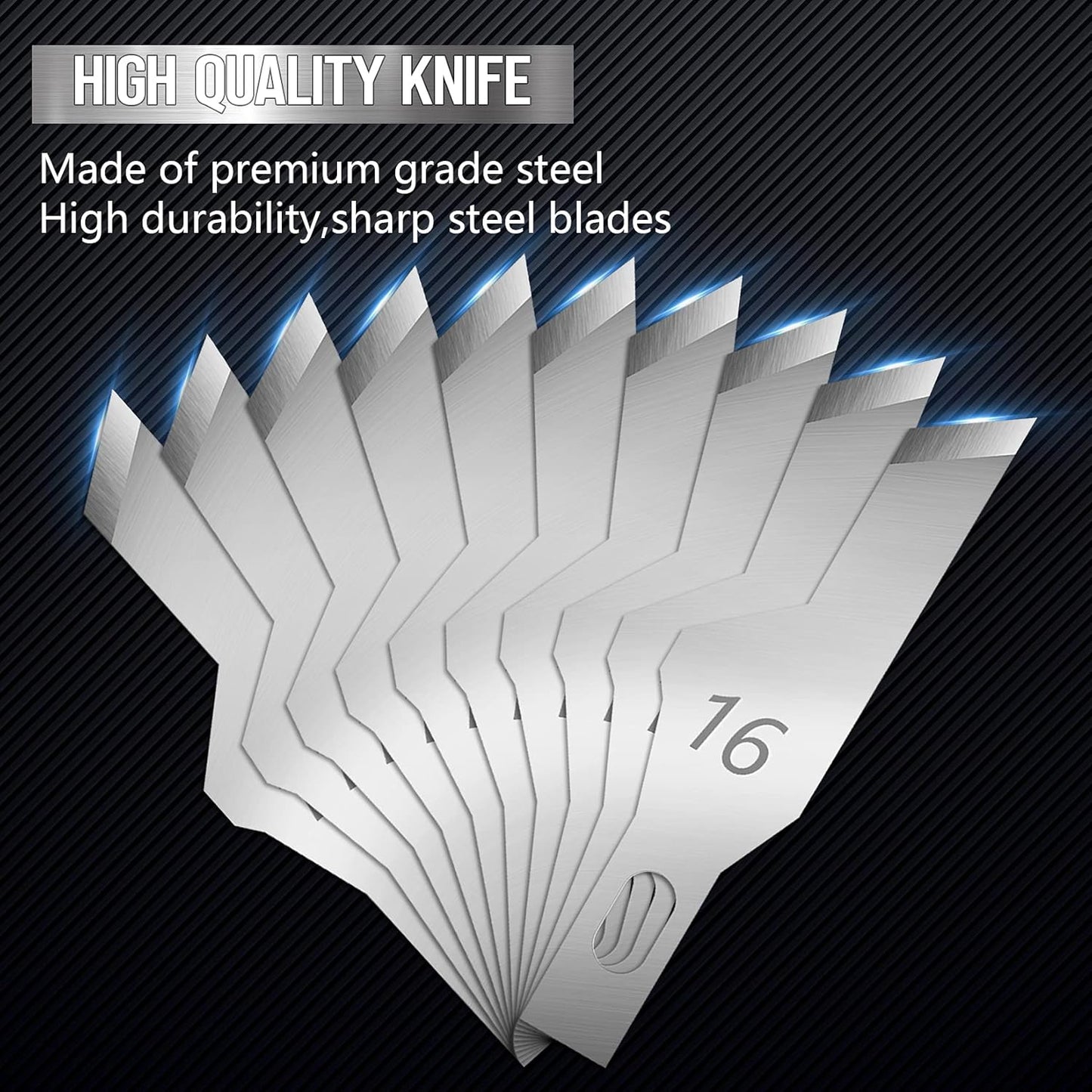 100 Pack Hobby Blades Craft Knife Blade Refill #16 Hobby Knife Replacement Blades with Storage Box for DIY Cutting Caving