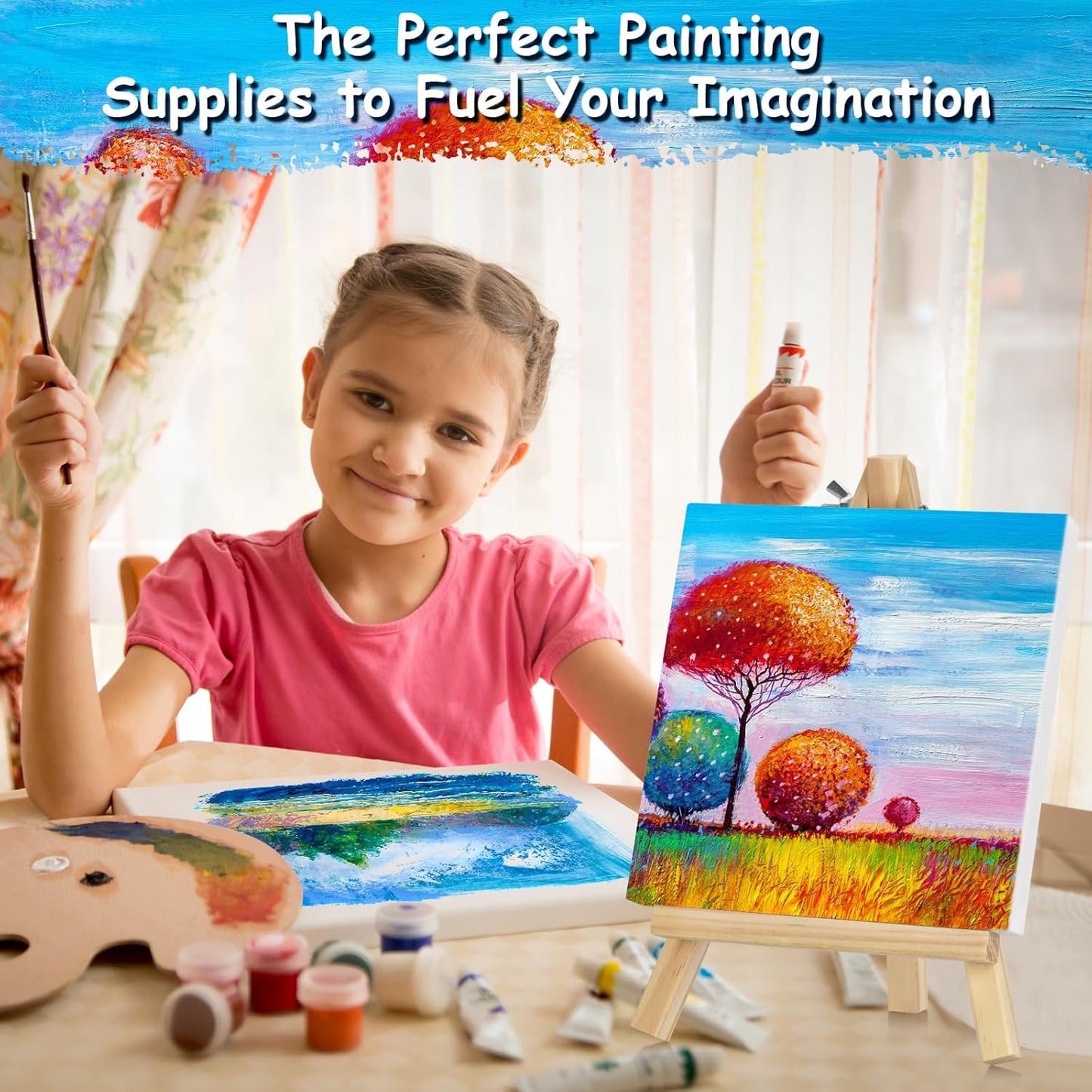 22PCS Mini Canvases for Painting - 5x5In Bulk Profile Small Square Canvases - 100% Cotton Mini Stretch Canvas for Children's Painting Art Supplies, School Home Decorating Projects