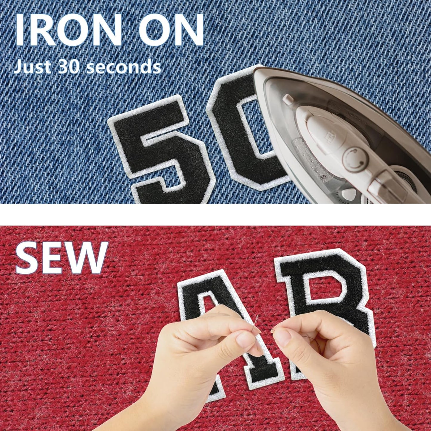 Letter and Number Iron On Patches, A-Z Alphabet and Numbers 0-9 Embroidery Applique Patch, DIY Decorative Heat Press Patches for Clothing Jeans Jackets Backpacks Hats (Black 72 Pcs)